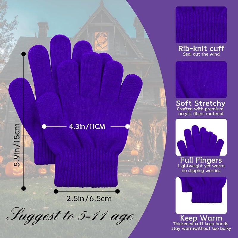 Zando Kids Winter Gloves 9 Colors Full Fingers Warm Soft Stretchy Knit Toddler Mittens for Boy Girls age 5-7 Years - Image 2